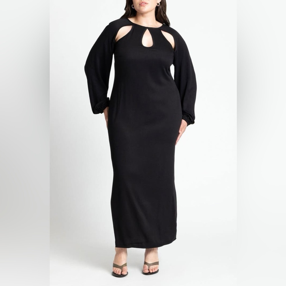 Eloquii Black Long Sleeve Maxi Dress Size 18